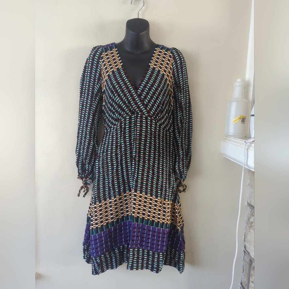 Anthropology Mauve Gianna Tunic Dress Size 6 Boho Hippie Geometric Preppy